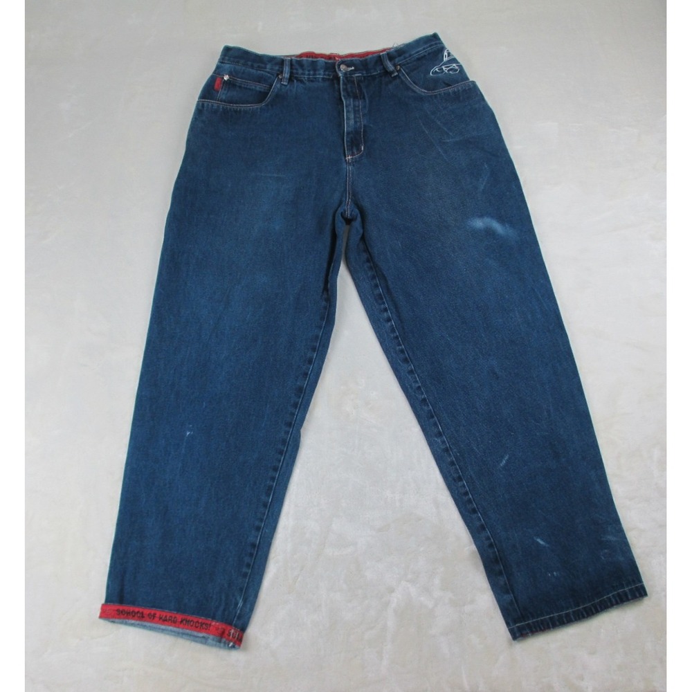 School Of‎ Hard Knocks Pants Mens 38 Blue Denim Jeans SOHK Baggy Hip Hop 38X31*